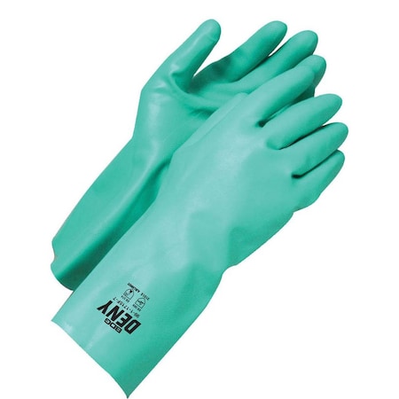 Bdg Deny 1715-F Chemical Resistant Gloves, Nitrile, Green, XL (10), 1 PR 99-1-1715F-10-K